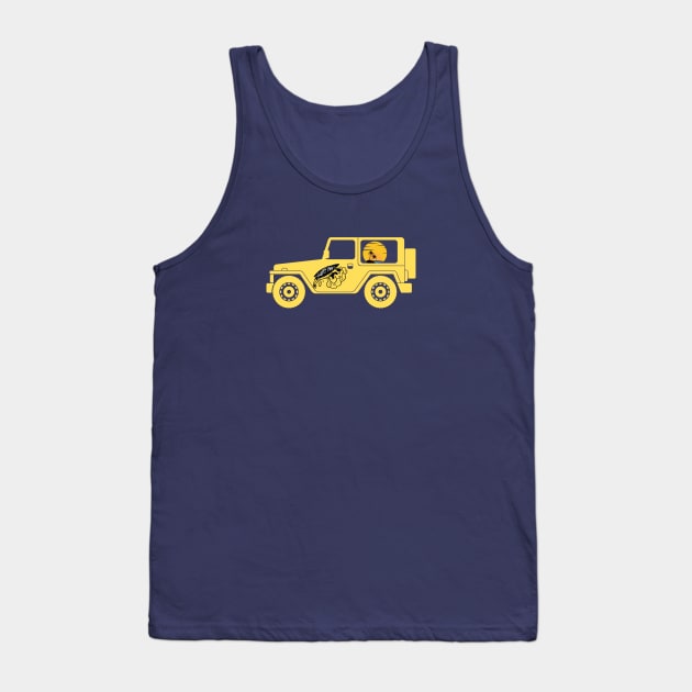 Yellow retro Jeep Tank Top by DAZu